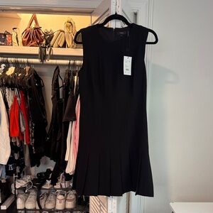 Theory Black Pleated Mini Dress
